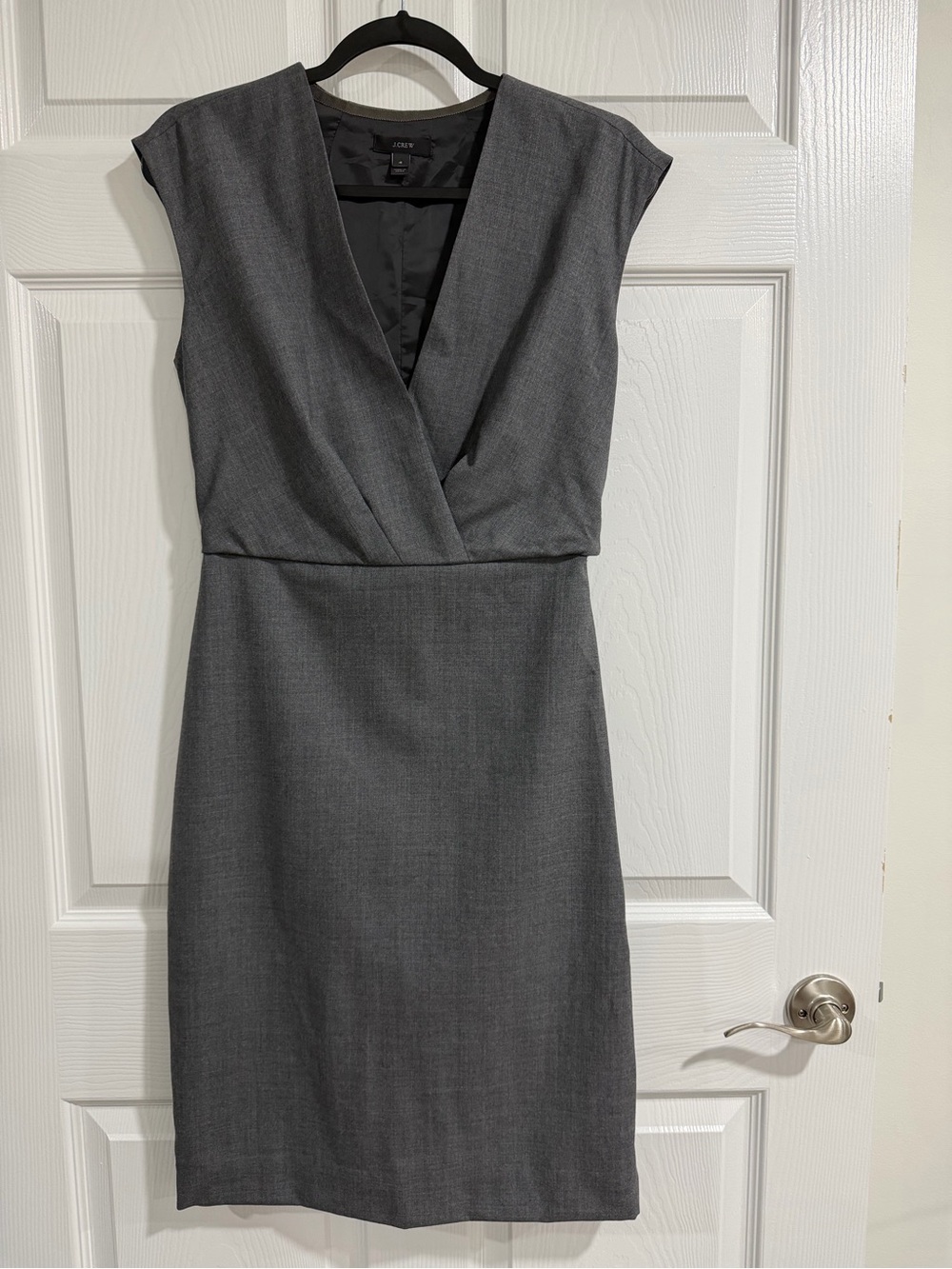 J. Crew Sleeveless Gray Wrap-Front Midi Dress